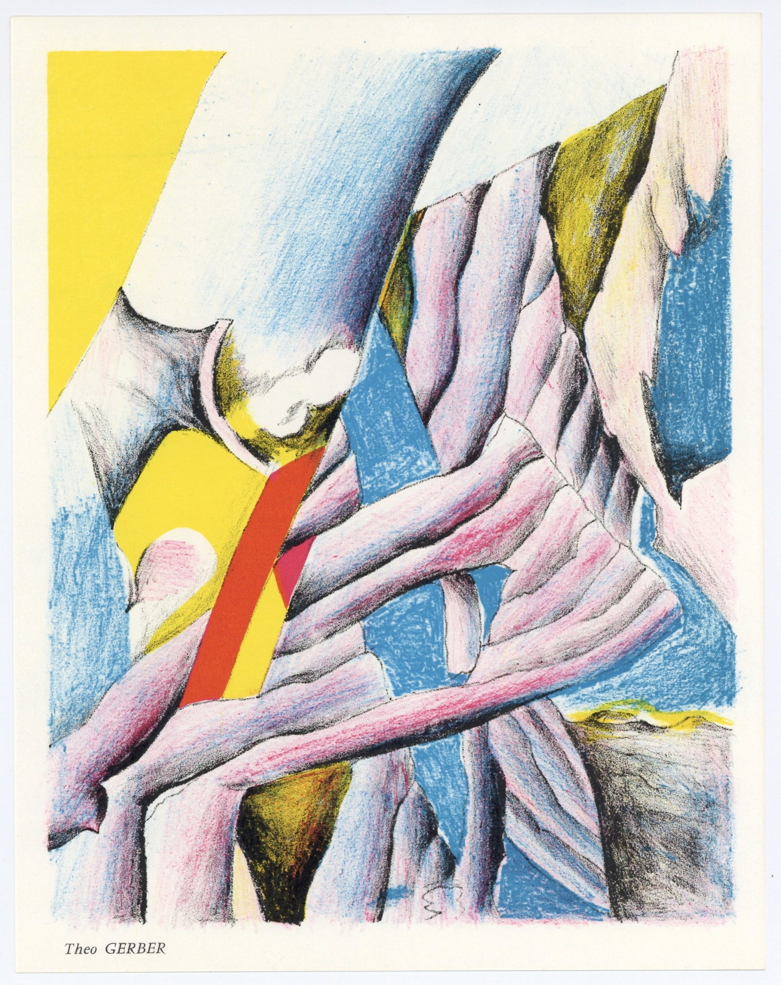 Theo Gerber original lithograph: Medium: original lithograph. Printed in Paris in 1967 by Clot, Bramsen et Georges and issued in an edition of 2500 for "Les Temps Situationistes" (The Situationist Times -- a radical journal with