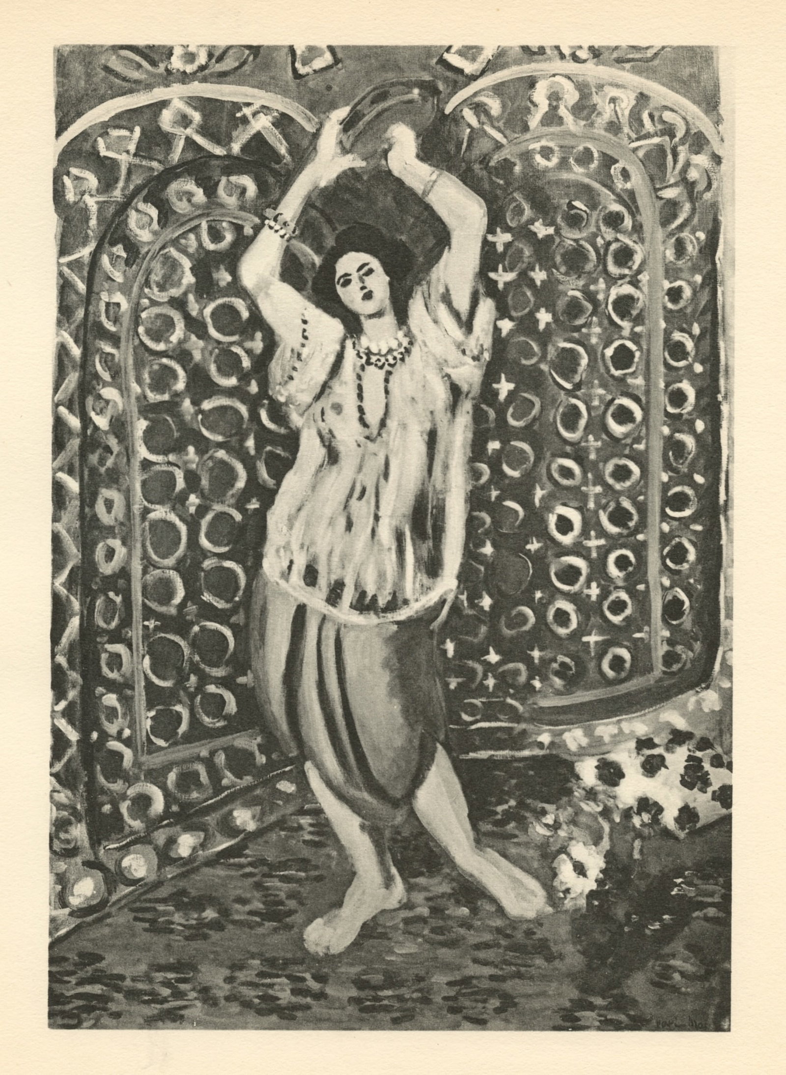 Henri Matisse "Danseuse au tambourin" 1929: Medium: collotype (after the painting). Printed in 1929 and published in Paris by Editions Chroniques du Jour in an edition of 650. Image size: 8 3/4 x 6 inches (220 x 154 mm). Sheet size: 11 x 8 3/4
