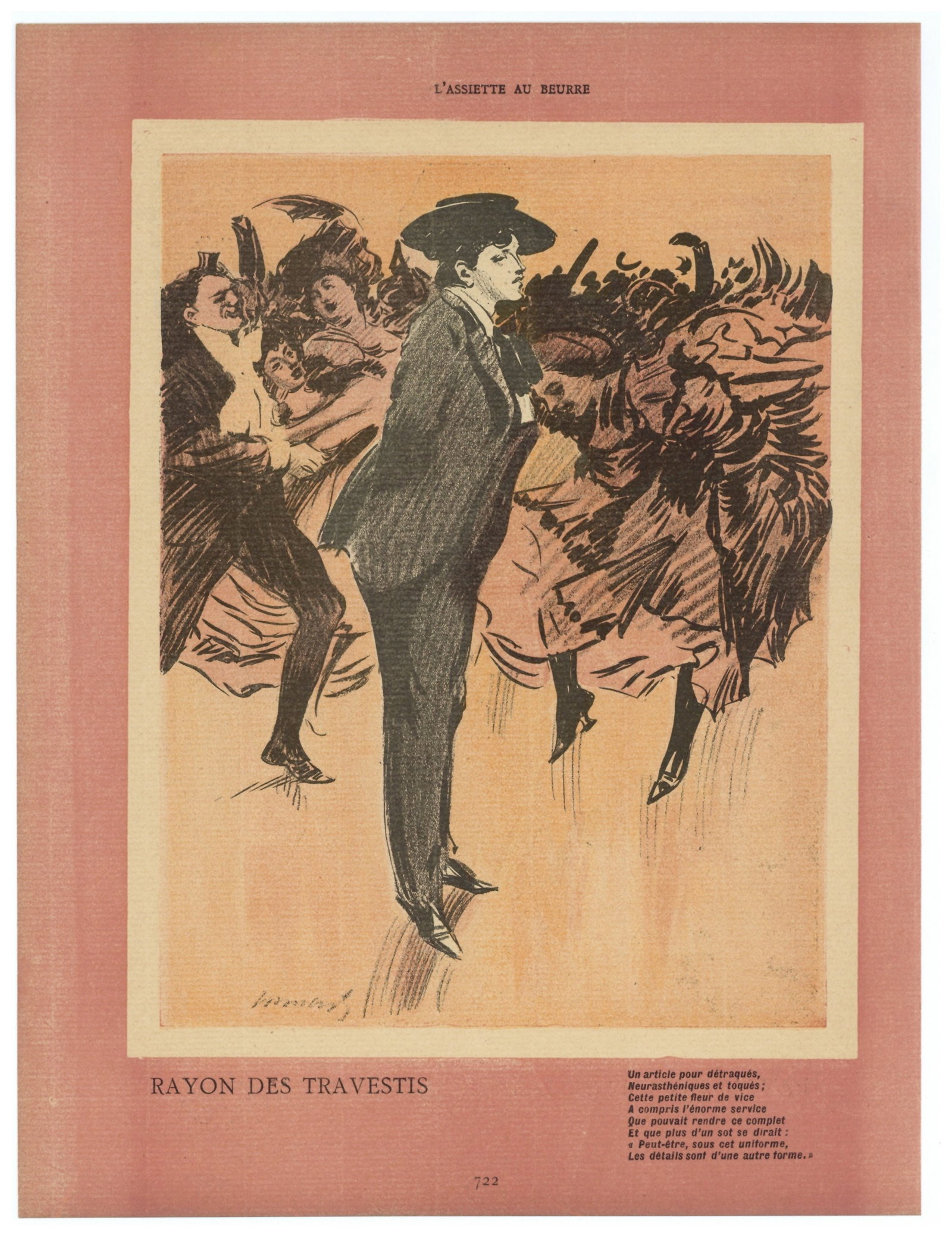 Tony Minartz lithograph, 1902: Medium: lithograph. Printed in 1902 for L'Assiette au Beurre (a satirical French journal which expressed political and social commentary through lithography). Size: 12 1/4 x 9 1/4 inches (310 x 234