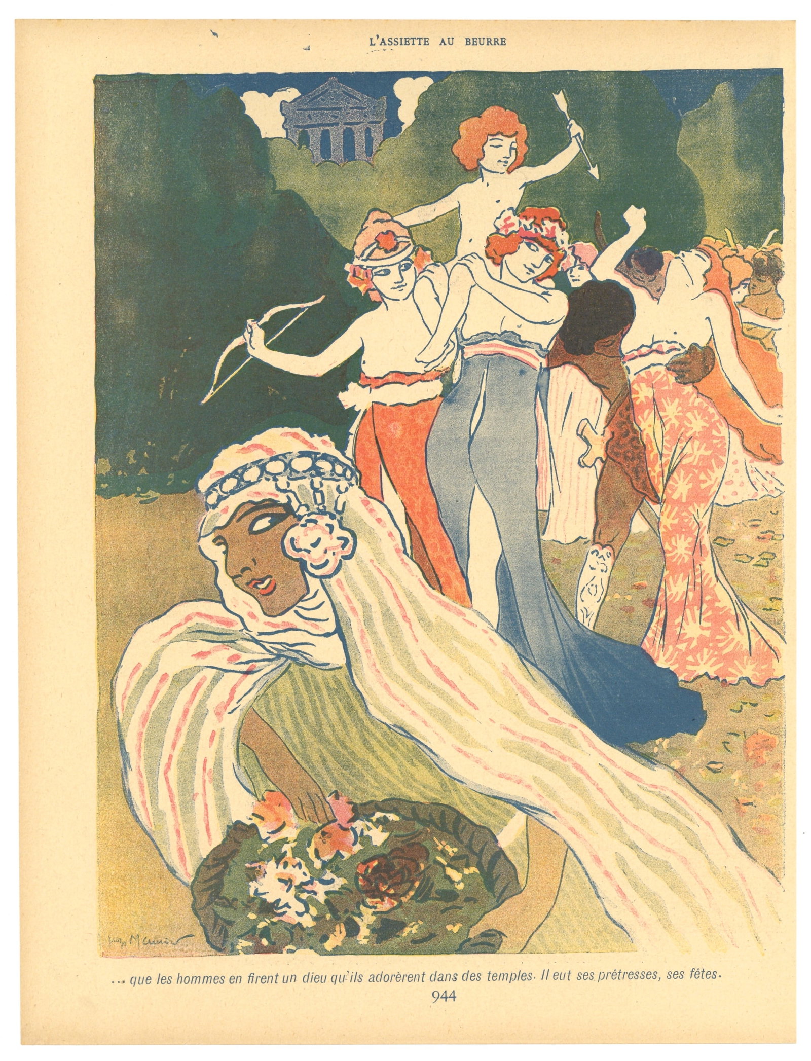 Georges Meunier lithograph, 1902: Medium: lithograph. Printed in 1902 for L'Assiette au Beurre (a satirical French journal which expressed political and social commentary through lithography). Size: 12 1/4 x 9 1/4 inches (310 x 235