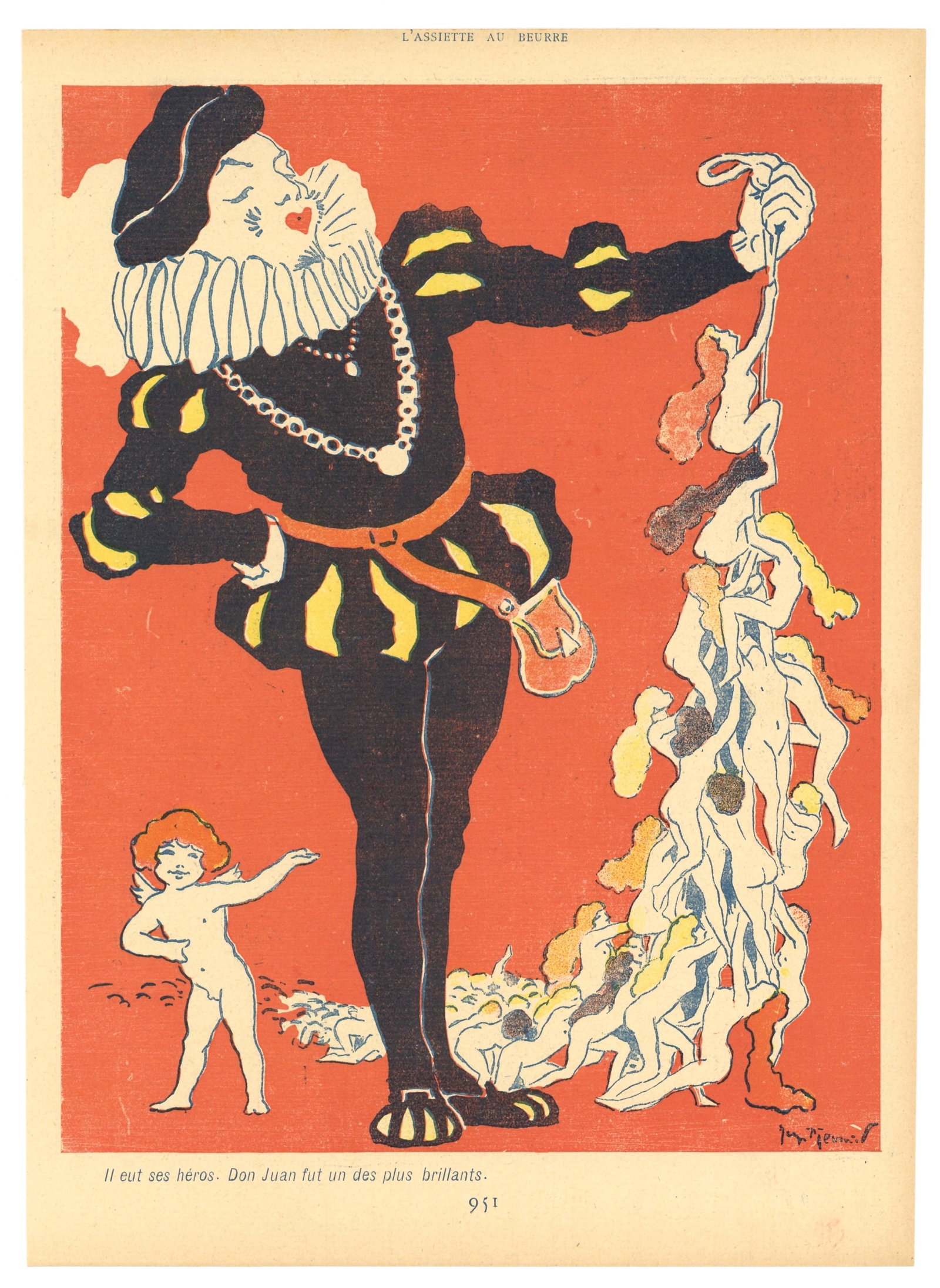 Georges Meunier lithograph, 1902: Medium: lithograph. Printed in 1902 for L'Assiette au Beurre (a satirical French journal which expressed political and social commentary through lithography). Size: 12 1/4 x 9 1/8 inches (310 x 232
