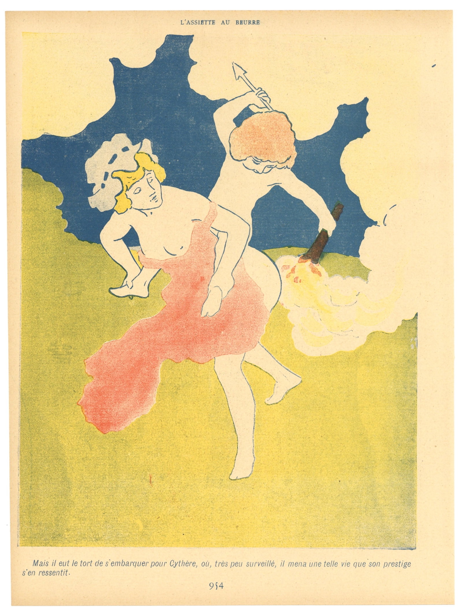 Georges Meunier lithograph, 1902: Medium: lithograph. Printed in 1902 for L'Assiette au Beurre (a satirical French journal which expressed political and social commentary through lithography). Size: 12 1/4 x 9 1/8 inches (310 x 232