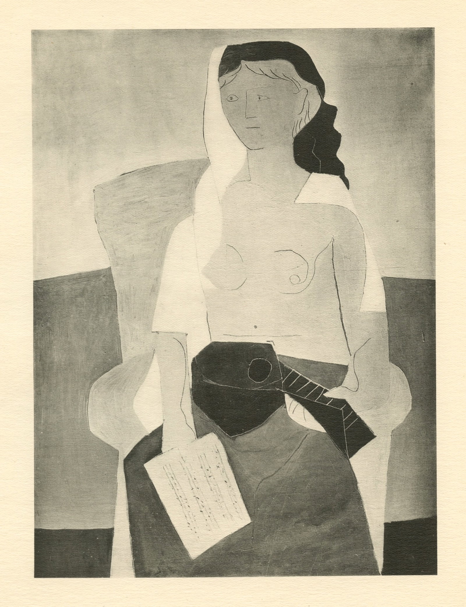 Pablo Picasso - Femme assise: Medium: collotype (after the painting). Printed in Paris in 1926 in an edition of 700 and published by Christian Zervos for the art revue Cahiers d'Art. Image size: 8 1/4 x 6 1/4 inches. Sheet size:
