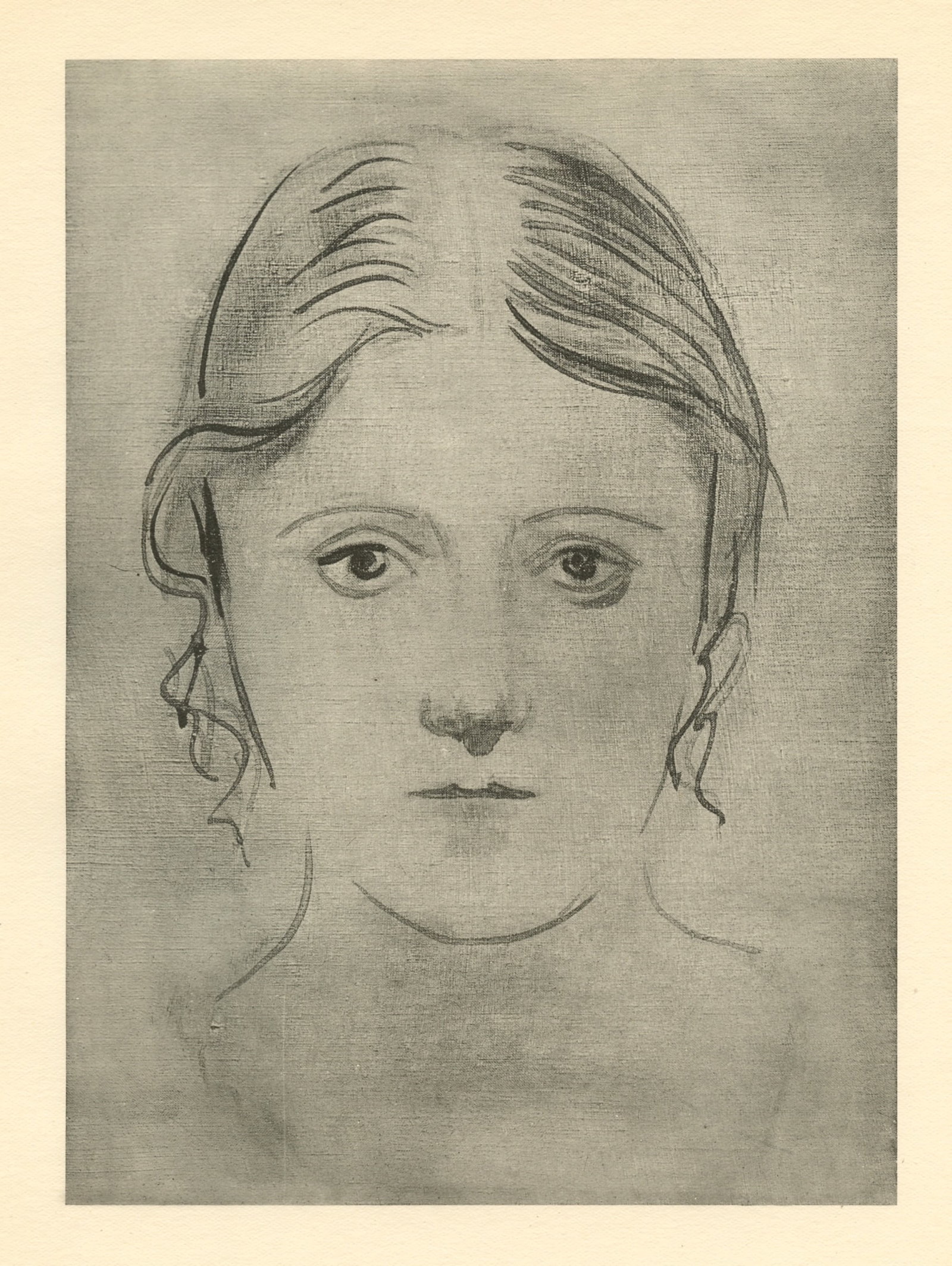 Pablo Picasso - Portrait de femme: Medium: collotype (after the painting). Printed in Paris in 1926 in an edition of 700 and published by Christian Zervos for the art revue Cahiers d'Art. Image size: 8 1/2 x 6 1/4 inches. Sheet size: