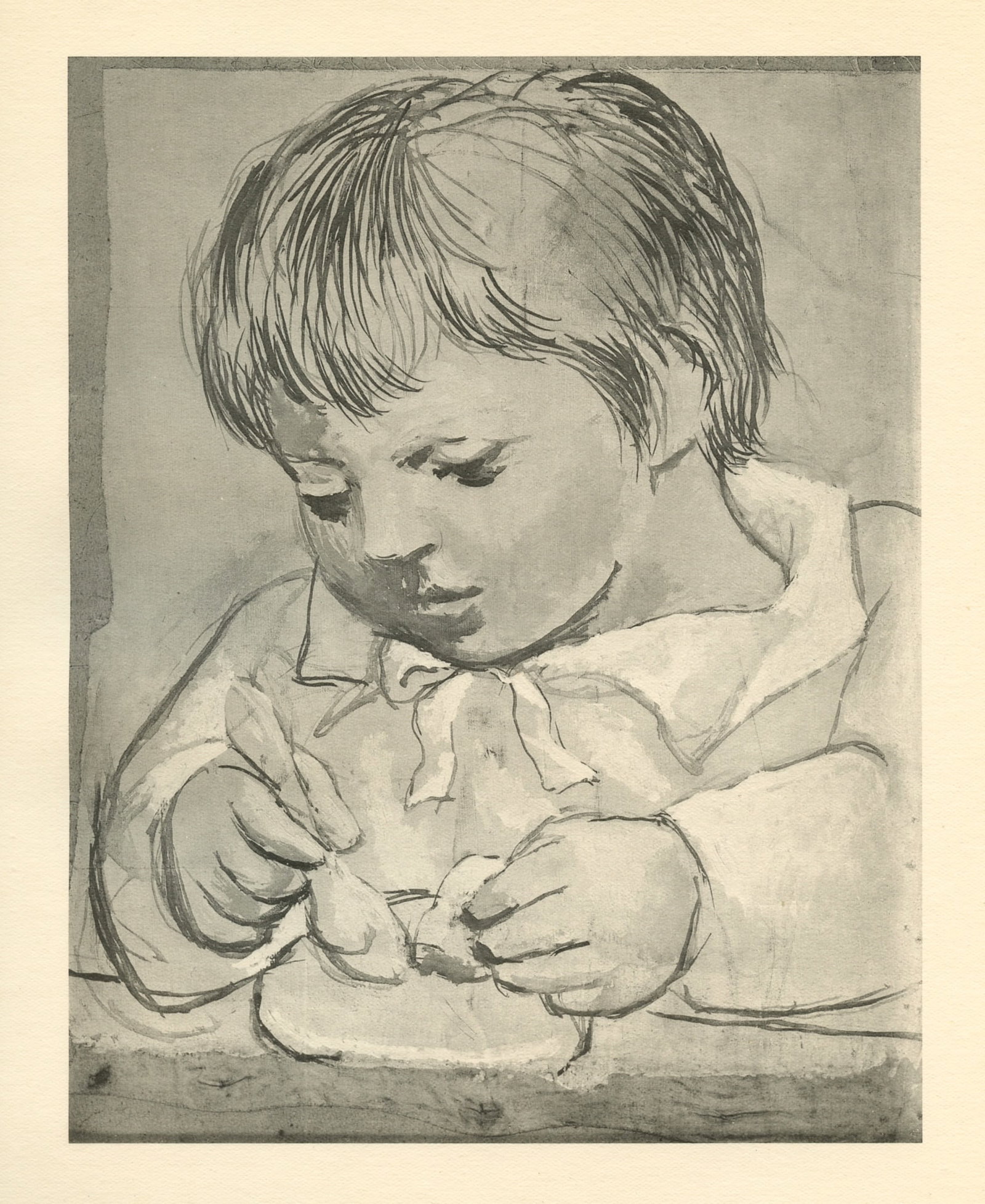 Pablo Picasso - Portrait of a Boy: Medium: collotype (after the painting). Printed in Paris in 1926 in an edition of 700 and published by Christian Zervos for the art revue Cahiers d'Art. Image size: 8 1/2 x 6 1/2 inches. Sheet size: 1