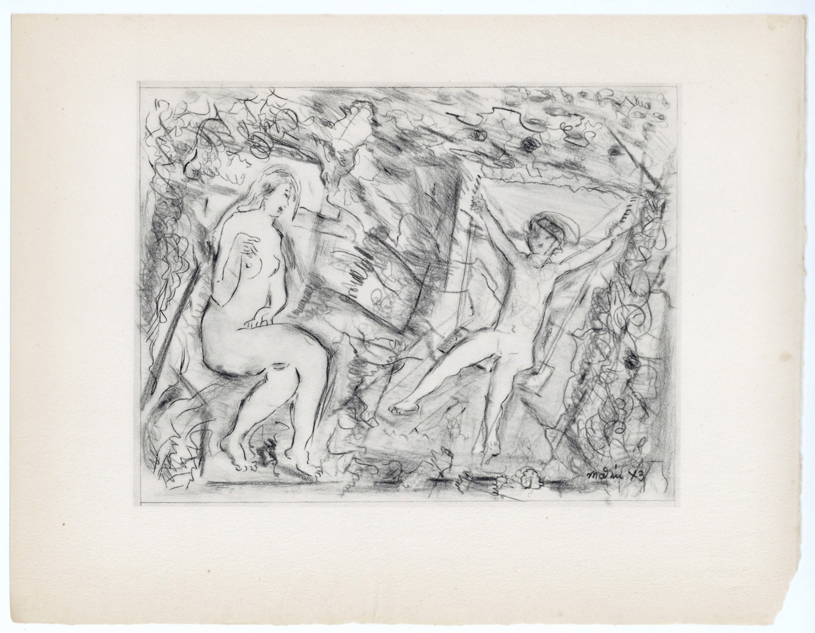 John Marin "Movement Fantasy": Medium: collotype (after the drawing). Printed in 1950 in a limited edition of 125 on Johannot wove paper. Sheet size: 10 x 12 1/2 inches (250 x 323 mm). Signed in the plate, not by hand. Reserve: $40