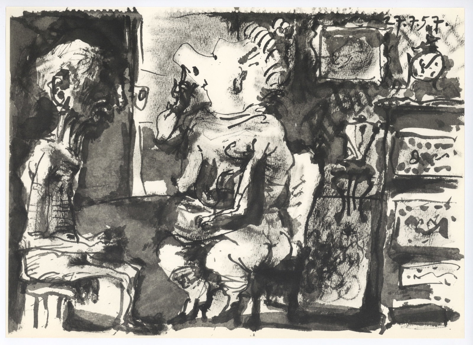 Pablo Picasso "Toros y Toreros": Medium: offset lithograph (after the the drawing). Executed as a sketchbook drawing during the mid 1950's and subsequently made available by Picasso for publication. Printed in Paris in 1961 by