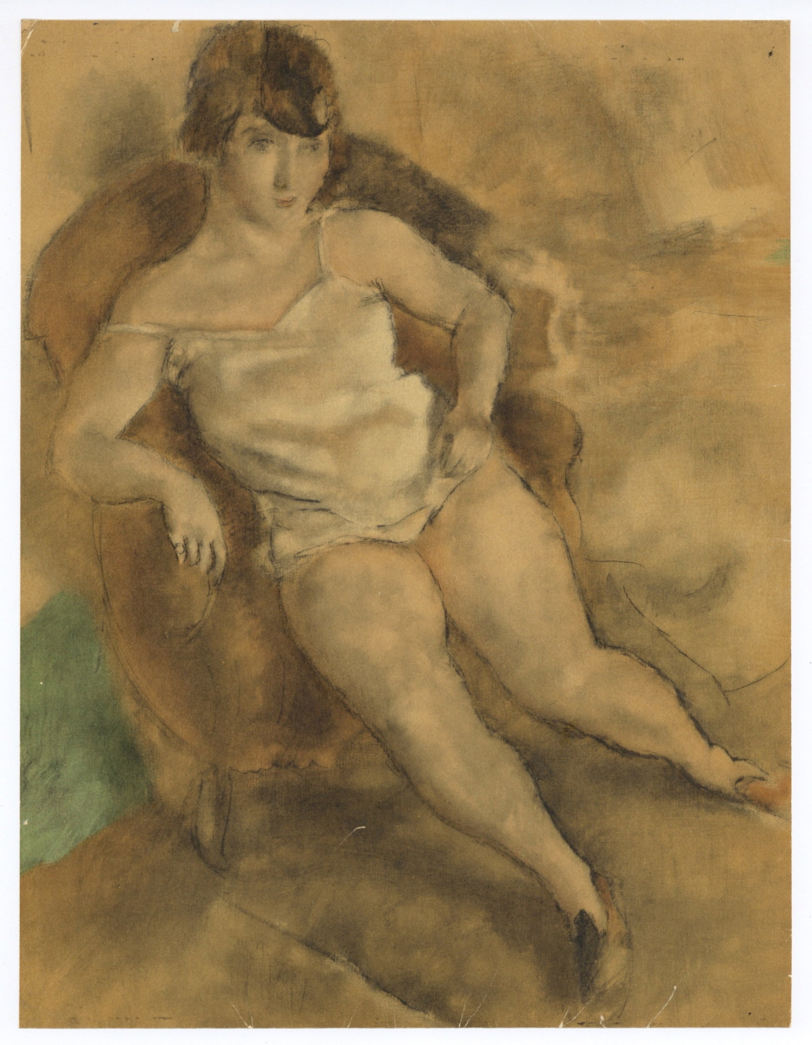 Jules Pascin lithograph "Femme dans un fanteuil": Medium: lithograph (after the painting). Printed in Paris in 1954 at the atelier of Mourlot Frères in an edition of 2000. Size: 12 1/4 x 9 3/8 inches (310 x 238 mm). Not signed. Condition: there