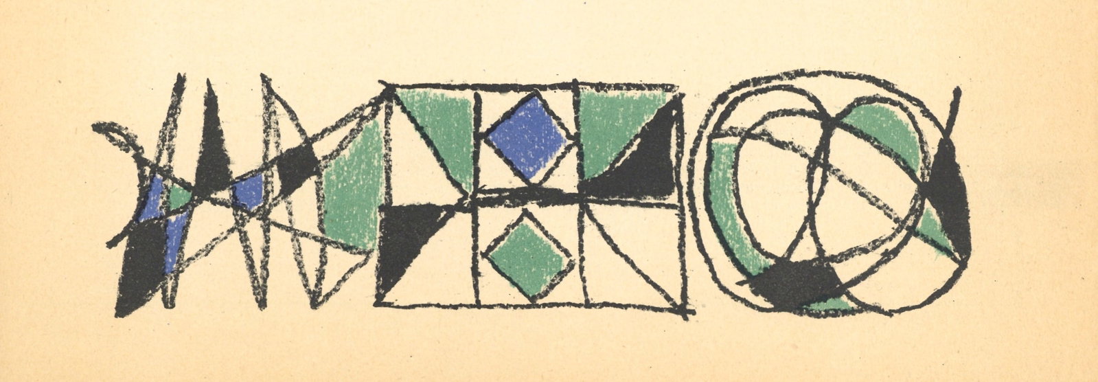 Andre Marchand original lithograph, 1947: Medium: original lithograph. Executed for one of the first issues of Derriere le Miroir in 1947 and published in Paris by Maeght. Image size: 2 1/2 x 9 inches (60 x 220 mm). Sheet size: 15 x 11 inches