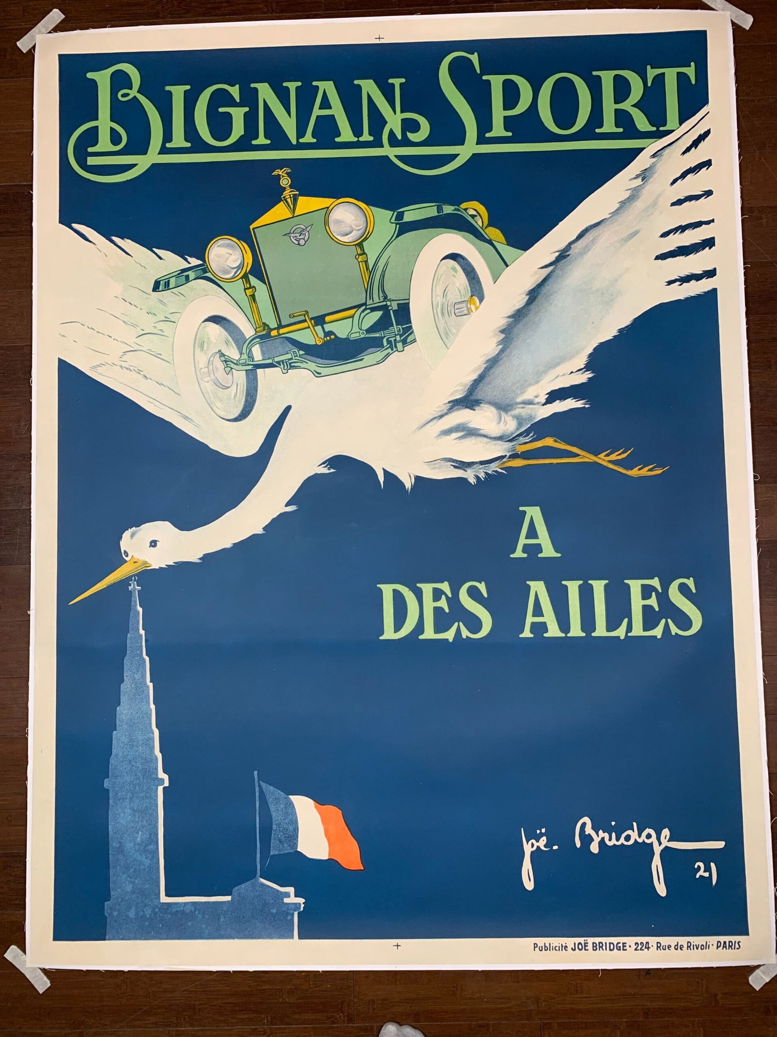 Bignan Sport - Art Joe Bridge (1921) 48x63 French Advertising Poster LB: Bignan Sport - Art Joe Bridge (1921) 48x63 French Advertising Poster LB Reserve: $2,125.00 Shipping: Domestic: Flat-rate of $98.00 to anywhere within the contiguous U.S. International: Foreign shippin