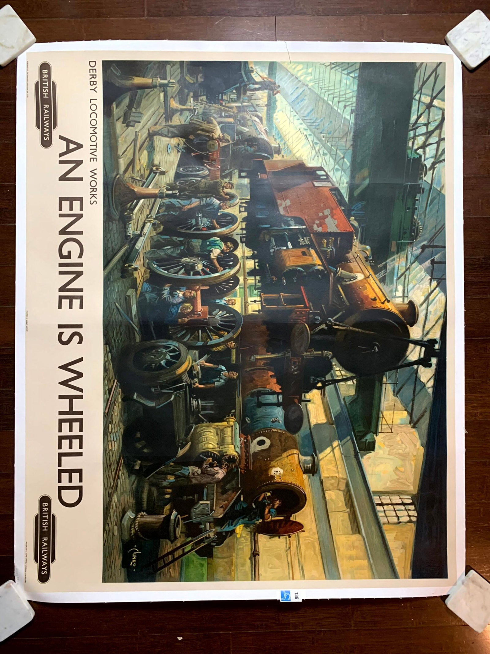 The Engine is Wheeled - Art by Terence Cuneo (1949) 39.5"X49" UK Travel Poster LB (1 of 6)