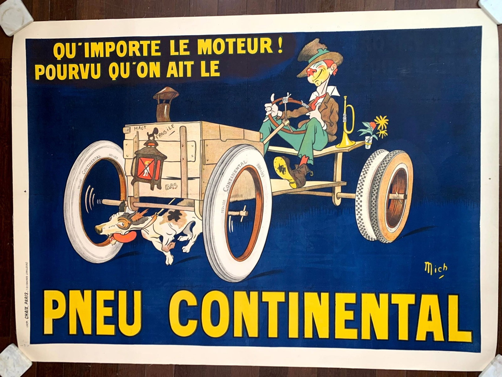 Pneu Continental (1910) 46"X63" French Advertising Poster LB (1 of 1)