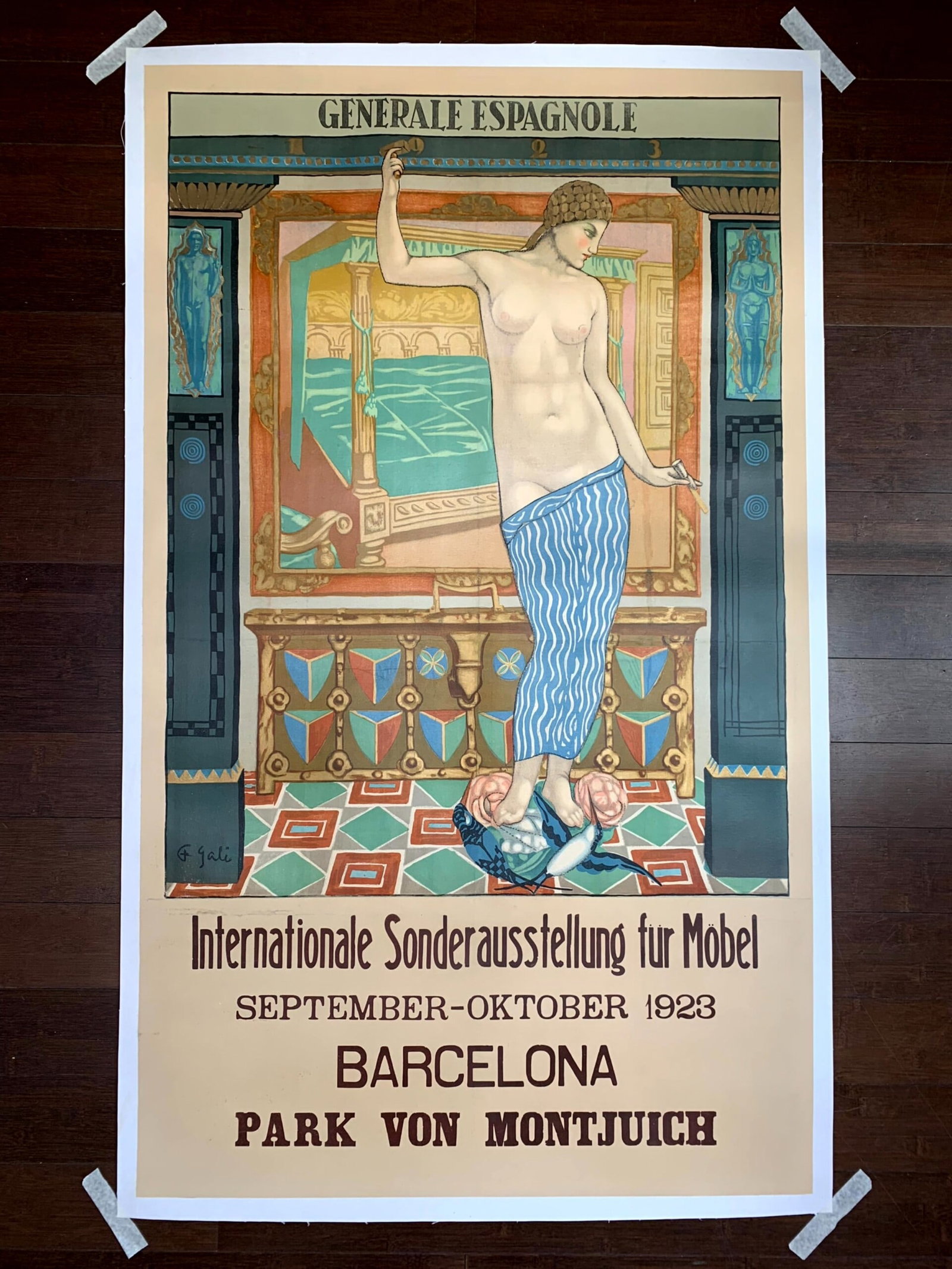 Internationale Sonderausstellung - Barcelona - Art by Gali (1923) 29.75x50.5 Spanish Poster: Internationale Sonderausstellung - Barcelona - Art by Gali (1923) 29.75x50.5 Spanish Poster Reserve: $1,148.00 Shipping: Domestic: Flat-rate of $42.00 to anywhere within the contiguous U.S. Internatio