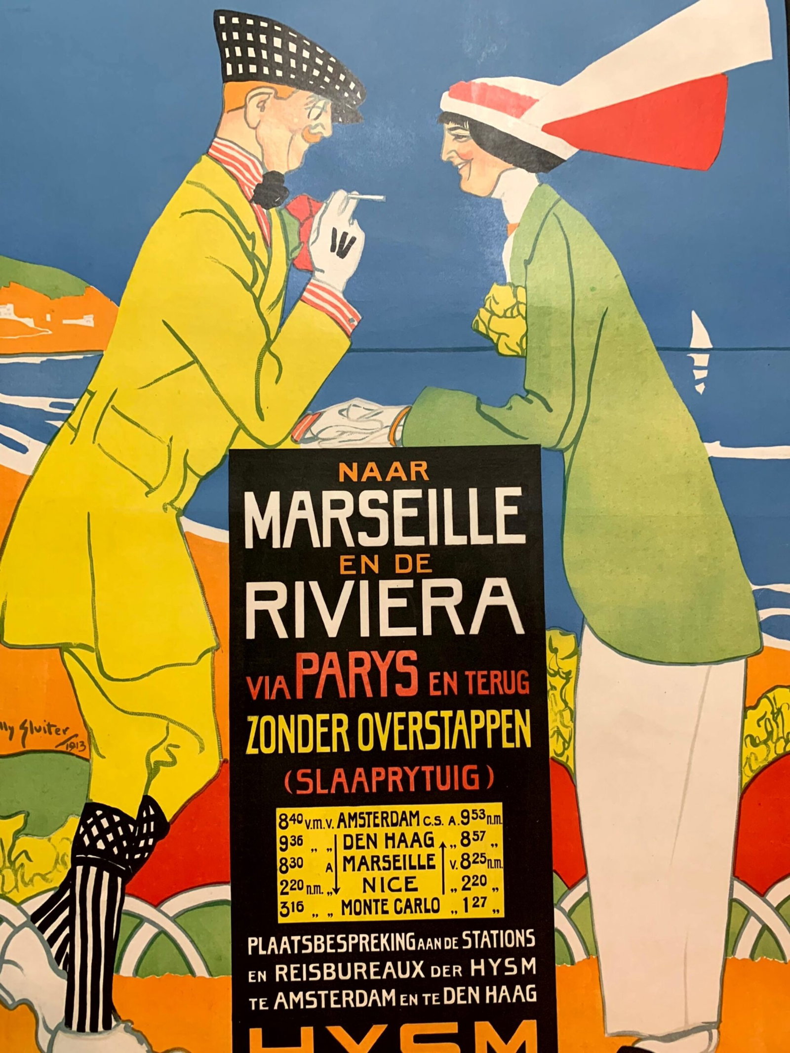 Marseille en de Riviera - Art by Willy Sluiter (1913) 24.75"X33.25" French Advertising Poster LB - 6