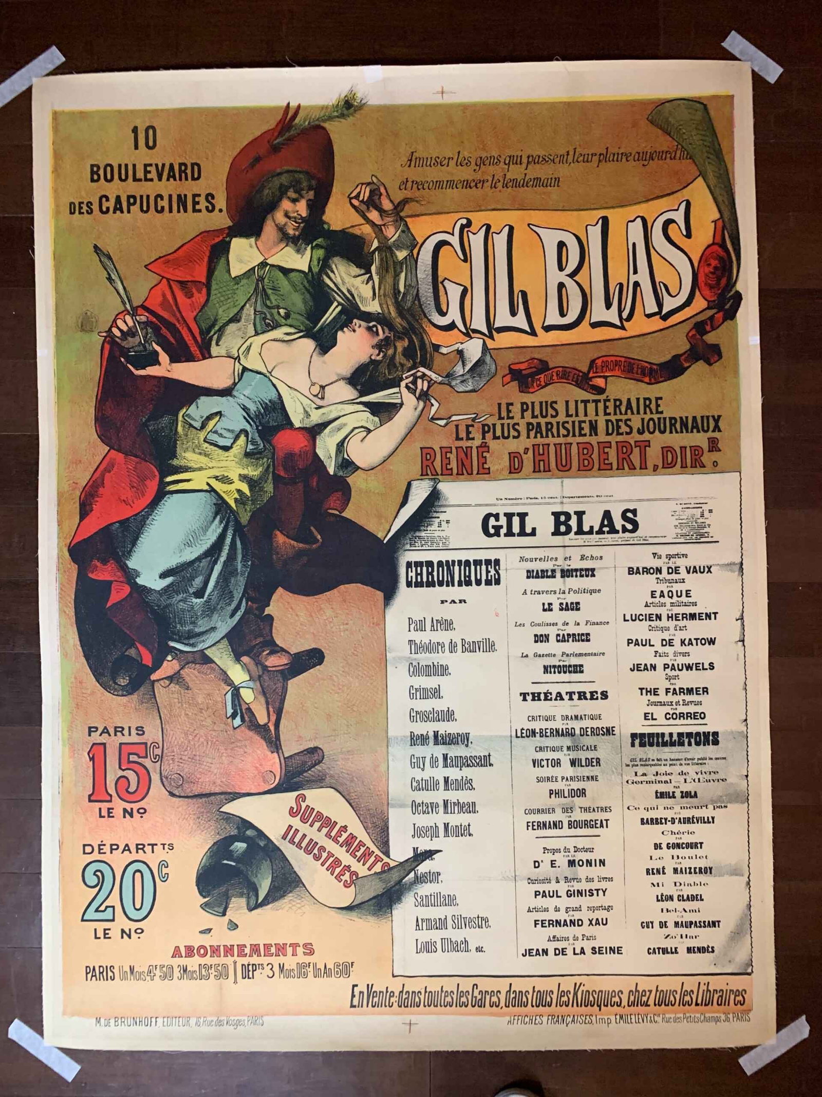 Gil Blas Literary Newspaper (1918) 36.25x49.25 French Advertising Poster LB: Gil Blas Literary Newspaper (1918) 36.25x49.25 French Advertising Poster LB Reserve: $761.00 Shipping: Domestic: Flat-rate of $42.00 to anywhere within the contiguous U.S. International: Foreign shipp