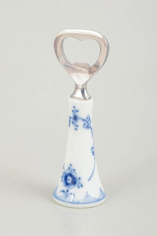 Royal Copenhagen, Denmark. Blue Fluted Plain, porcelain bottle opener with decoration in cobalt (1 of 4)