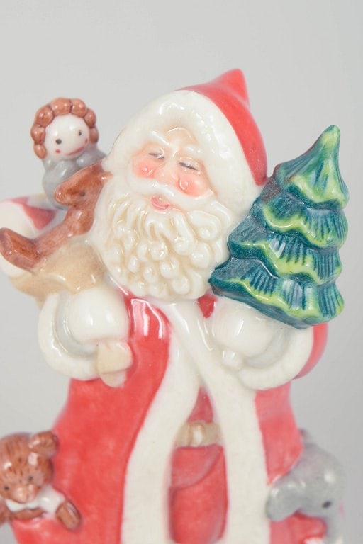 Royal Copenhagen, Denmark. Rare Santa Claus porcelain figurine with gift sack over the shoulder. - 2