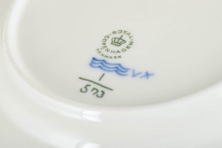 Royal Copenhagen, Denmark. Blue Fluted Half Lace, set of three porcelain salad plates with - 4