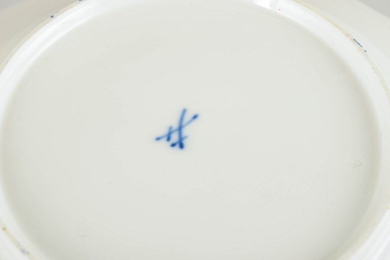 Meissen, Germany. Blue Orchid, set of three porcelain soup plates with blue decoration. Approx. - 4