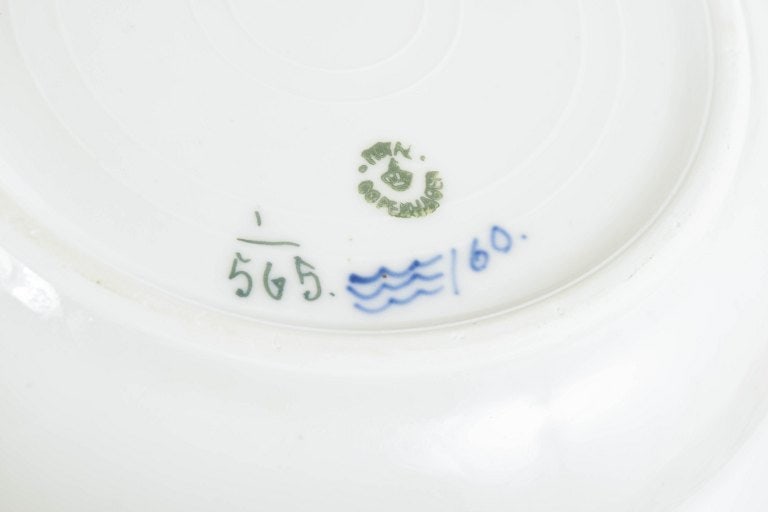 Royal Copenhagen, Denmark. Blue Fluted Half Lace set of four soup plates with underglaze cobalt blue - 4