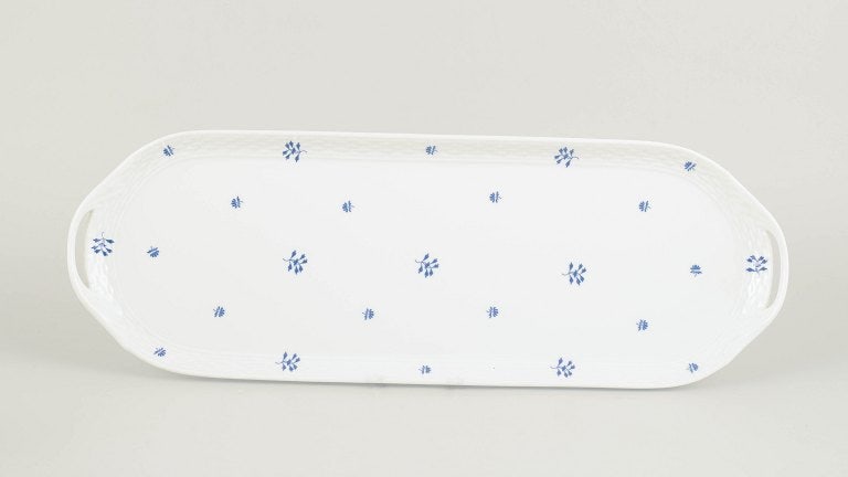 Herend, Hungary. Large oval porcelain tray with gilding along the rim. Circa 1930s. (1 of 4)