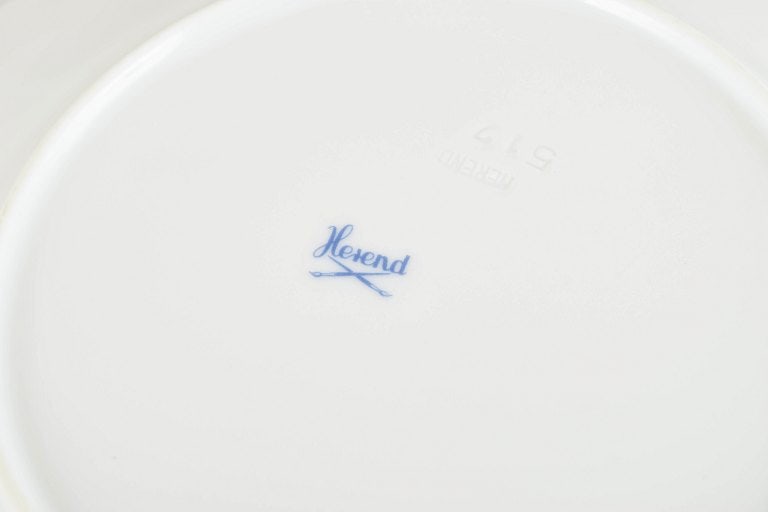 Herend, Hungary. Set of six porcelain plates with blue floral motif. Circa 1930s. - 4