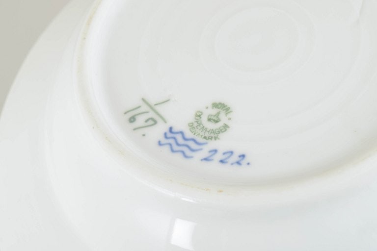 Royal Copenhagen, Denmark. Blue Fluted Plain set of two porcelain soup plates with underglaze cobalt - 4