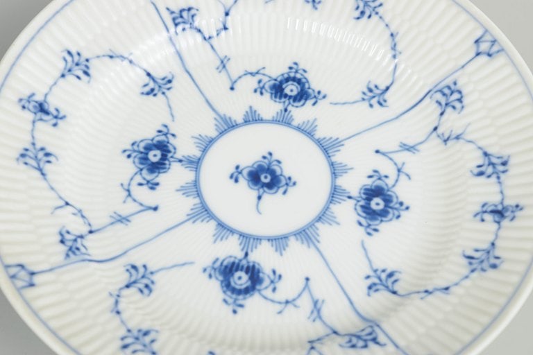 Royal Copenhagen, Denmark. Blue Fluted Plain set of four porcelain lunch/salad plates with - 3
