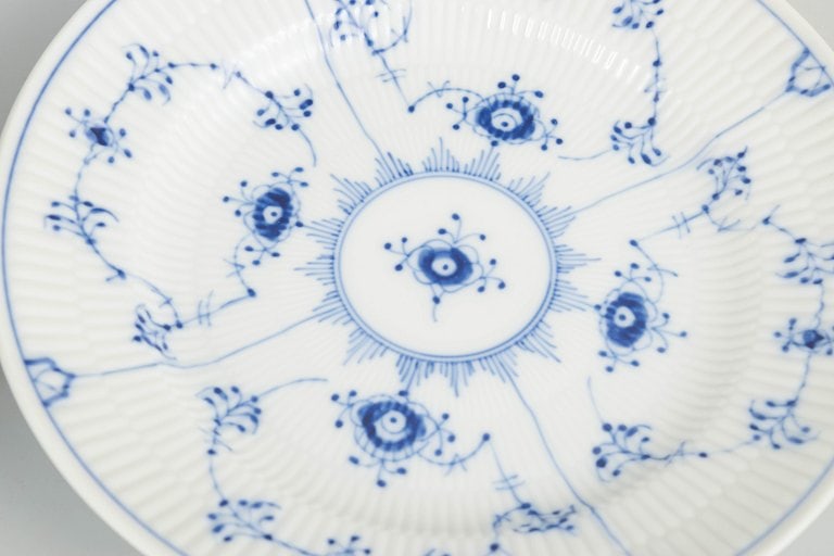Royal Copenhagen, Denmark. Blue Fluted Plain set of four porcelain lunch/salad plates with - 3