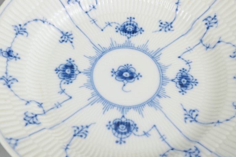 Royal Copenhagen, Denmark. Blue Fluted Plain set of four porcelain lunch/salad plates with - 3