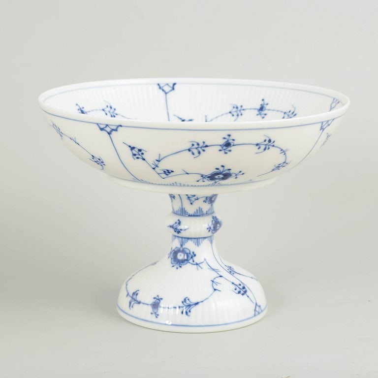 Royal Copenhagen, Denmark. Blue Fluted Plain, porcelain compote with decoration in cobalt blue. (1 of 4)