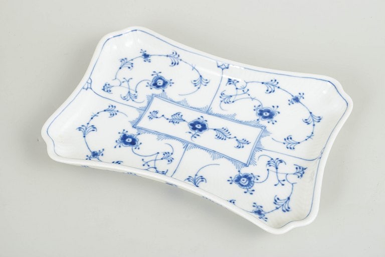 Royal Copenhagen, Denmark. Blue Fluted Plain, porcelain tray with decoration in cobalt blue. Dated - 2