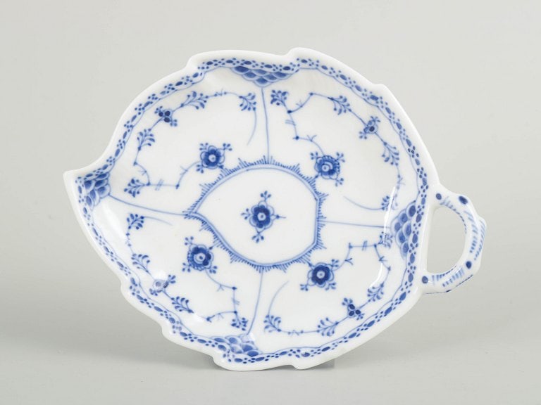 Royal Copenhagen, Denmark. Blue Fluted Half Lace, porcelain dish with handle with decoration in (1 of 4)
