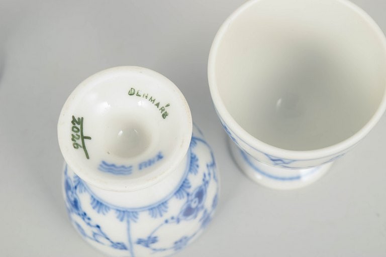 Royal Copenhagen, Denmark. Blue Fluted Plain, set of four porcelain egg cups in cobalt underglaze. - 4