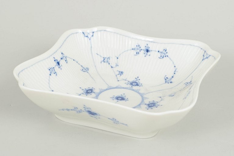 Royal Copenhagen, Denmark. Blue Fluted Plain square porcelain dish in underglaze blue. Approx. (1 of 4)