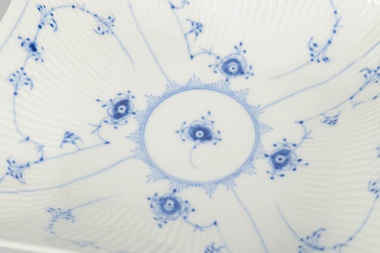 Royal Copenhagen, Denmark. Blue Fluted Plain square porcelain dish in underglaze blue. Approx. - 3