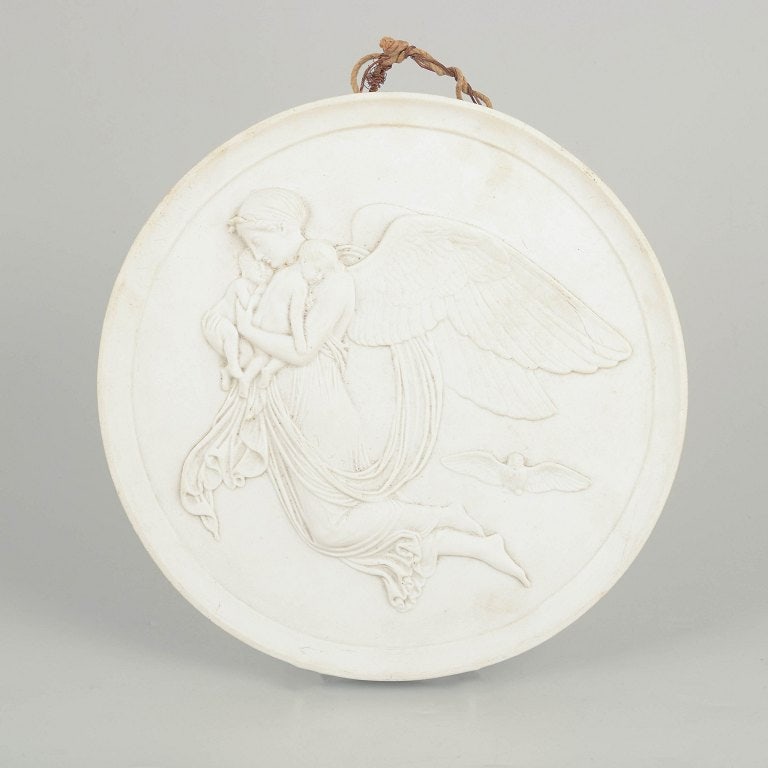 Royal Copenhagen, Denmark. Biscuit relief after Thorvaldsen, wall plaque with an angel motif. (1 of 4)