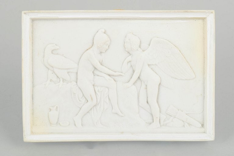 Royal Copenhagen, Denmark. Biscuit relief after Thorvaldsen, wall relief depicting composition with (1 of 4)