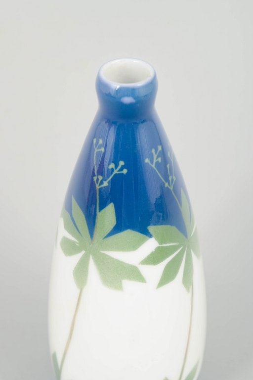 Royal Copenhagen, Denmark. Art nouveau porcelain vase in blue and green tones. Circa 1900. - 2