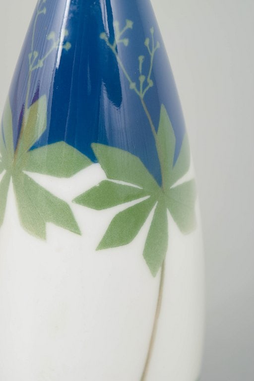 Royal Copenhagen, Denmark. Art nouveau porcelain vase in blue and green tones. Circa 1900. - 3