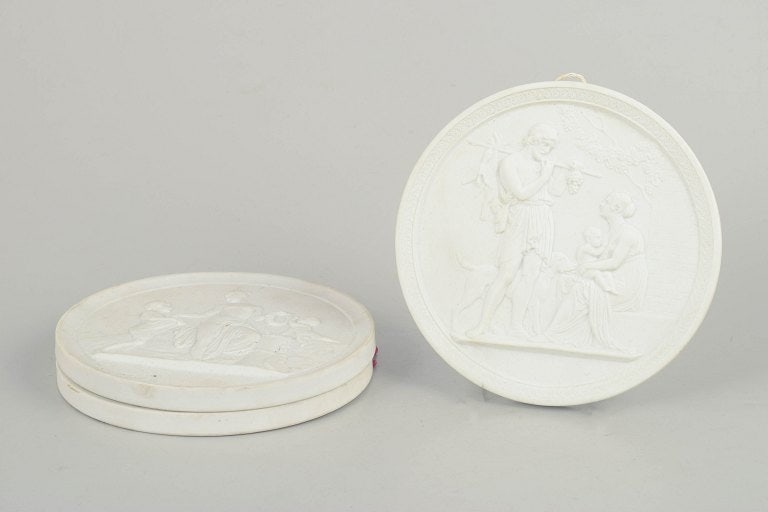 Royal Copenhagen, Denmark. Set of three biscuit wall plaques after Thorvaldsen. Mid-20th century. - 2