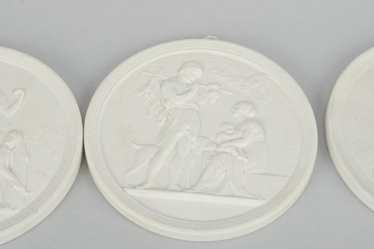Royal Copenhagen, Denmark. Set of three biscuit wall plaques after Thorvaldsen. Mid-20th century. - 3