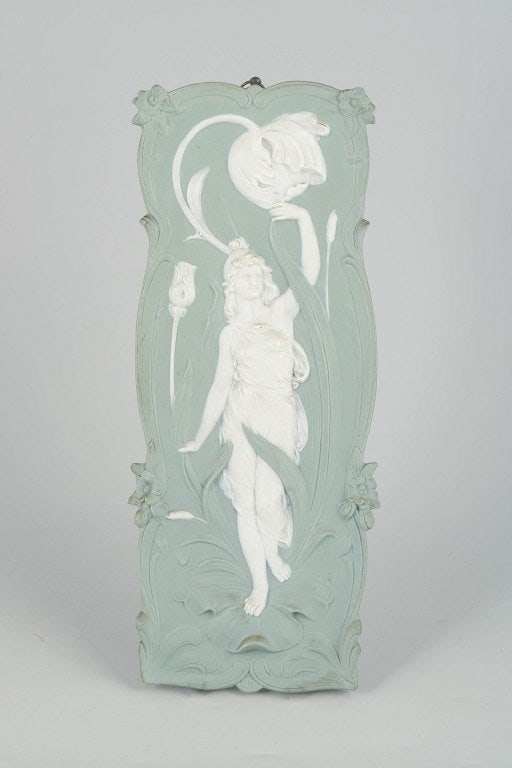 Triebner Ens & Co, Germany. Wall relief in biscuit and jasperware. Early 20th century. (1 of 4)