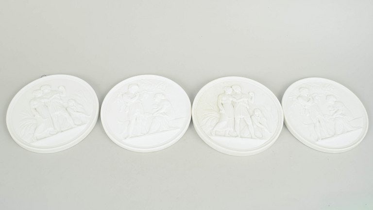 Bing & Grøndahll, Denmark. Set of seven biscuit wall plaques after Thorvaldsen. 19th and 20th - 2