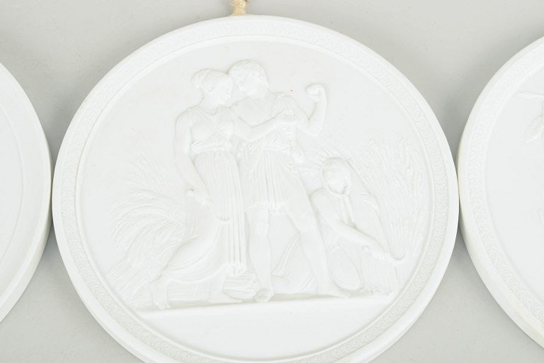 Royal Copenhagen, Denmark. Set of four biscuit wall plaques after Thorvaldsen. 20th century. - 3
