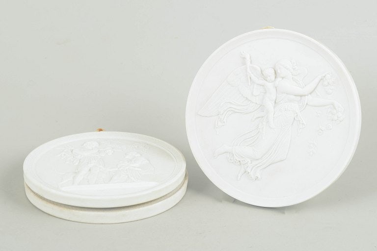 Royal Copenhagen, Denmark. Set of three biscuit wall plaques after Thorvaldsen. 20th century. - 2