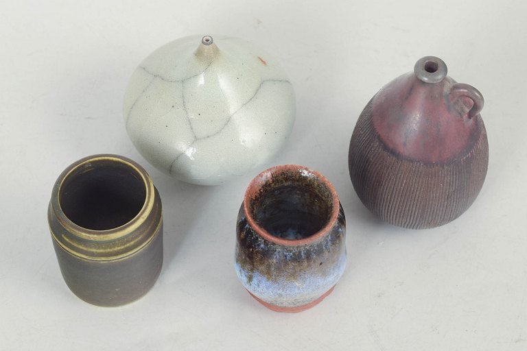Sweden. Set of four miniature studio ceramic vases from Swedish ceramicists. Approx 1970s. - 2