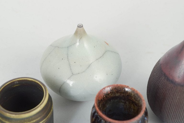 Sweden. Set of four miniature studio ceramic vases from Swedish ceramicists. Approx 1970s. - 3
