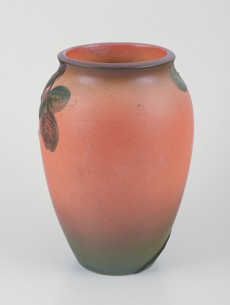 Ipsens, Denmark. Ceramic vase with squirrel. Glaze in orange and green tones. 1920s/30s. - 5