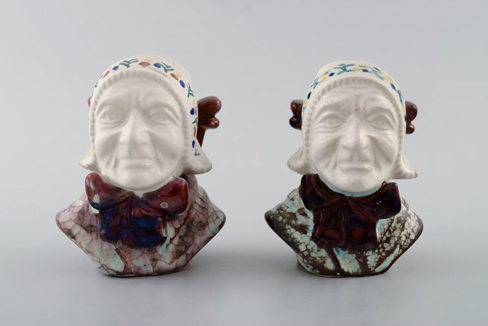 Michael Andersen Ceramics from Bornholm. 2 female heads, national costume. (1 of 7)